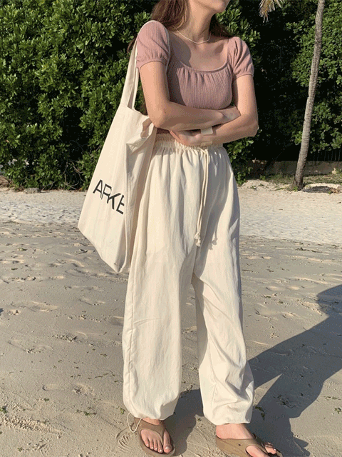 투웨이 썸머 스트링 와이드 조거 팬츠