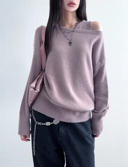 soft off neck set knit