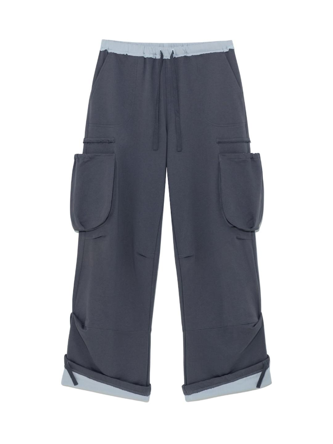 UTILITY CONTRAST TRIM JERSEY PANTS (BLUE)