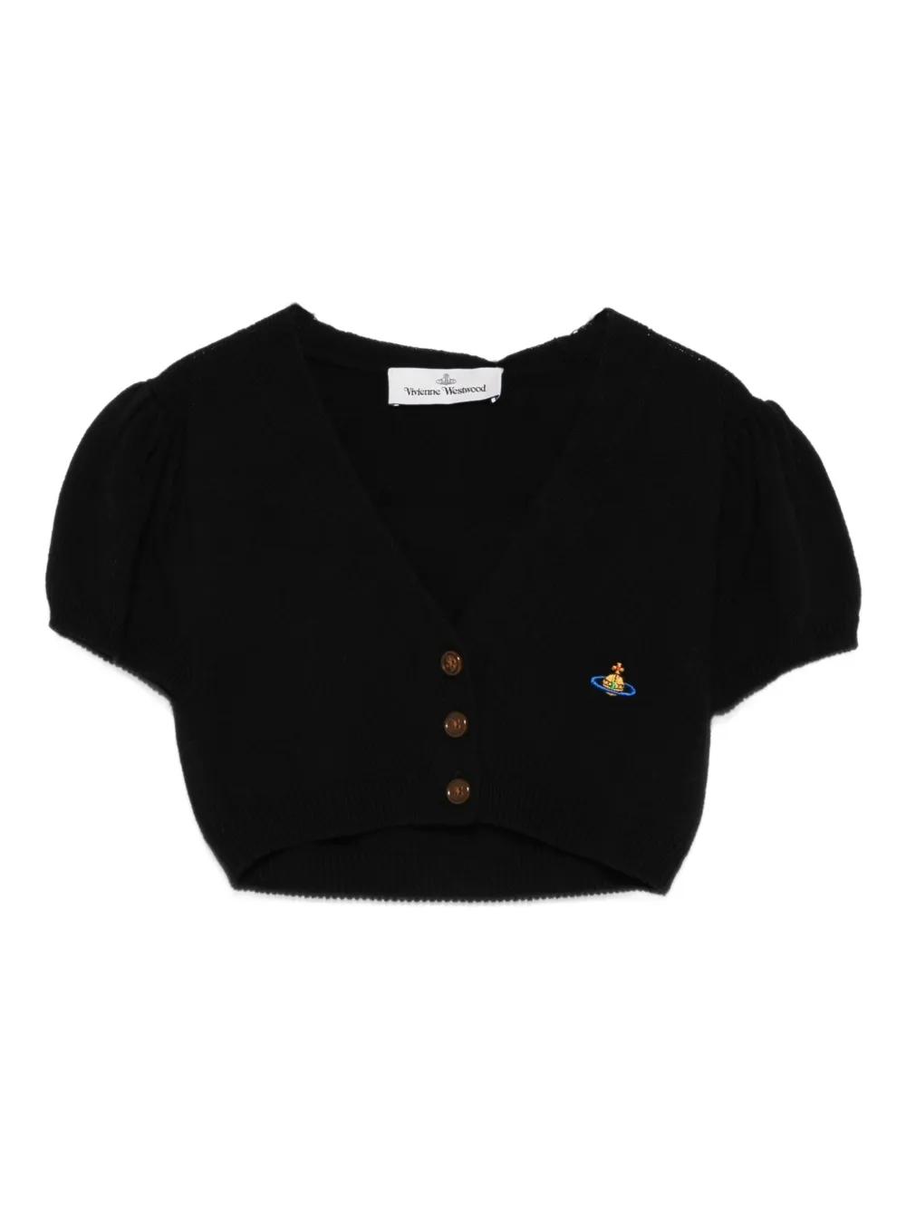 Vivienne Westwood 아이다 퍼프 소매 크롭 가디건 | 블랙 | FARFETCH KR