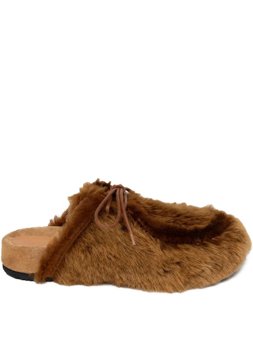 DRIES VAN NOTEN 시어링 레이스 업 뮬 | 브라운 | FARFETCH KR