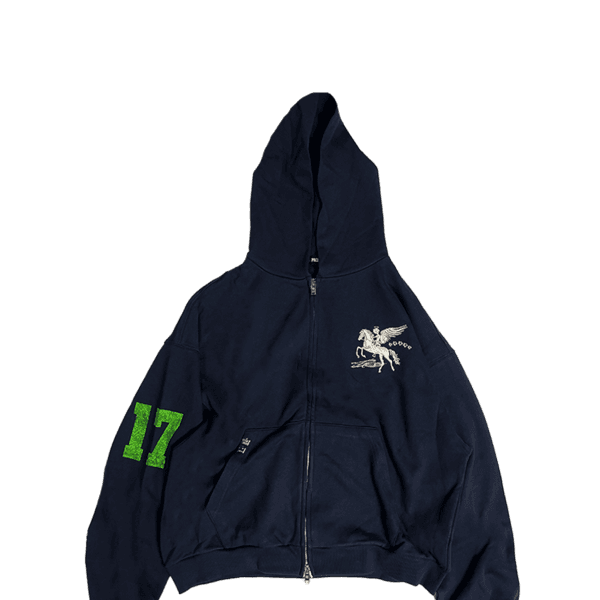 FALLING ANGEL ZIP UP HOODIE - NAVY