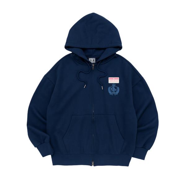 School Girl Name Tag Hood Zip-Up (NAVY)