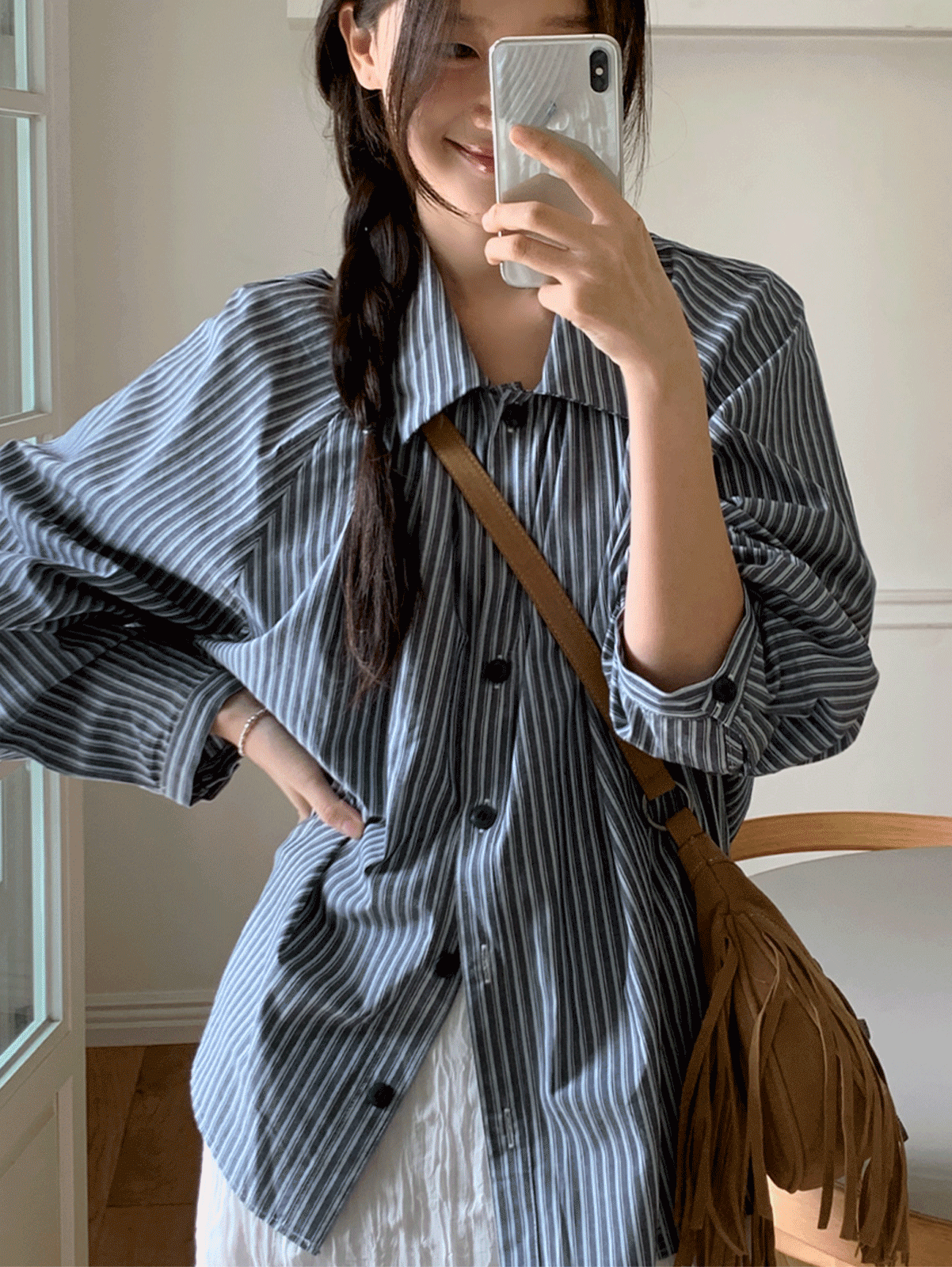 어리틀빗 simon shirring shirt (2color) 당일발송