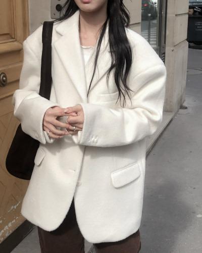 디투링크 (당일)르버터 윈더 헤어 자켓 여성 오버박시 브러쉬 겨을 데이트룩 모임룩 싱글자켓(88618)