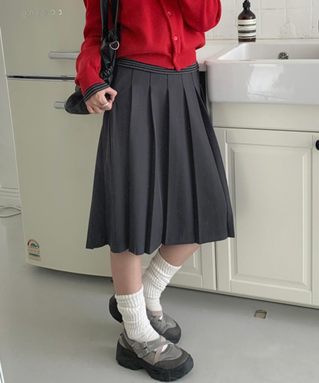 러브앤드팝 소우	미디 플리츠 스커트