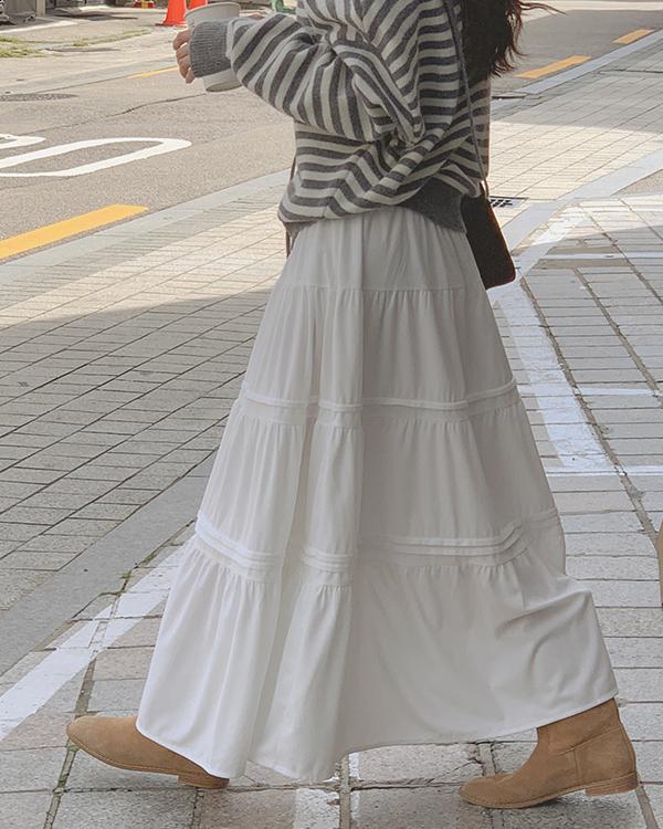 그레이스뮤즈 [무배][겨울까지]너티 코듀로이 티어드 겨울 롱 스커트