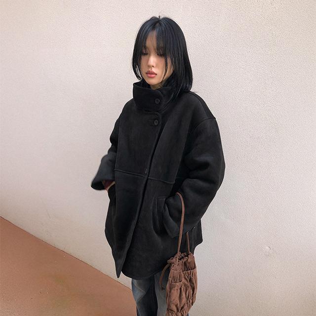 루프온 제니 하이넥 하프 무스탕(2color)