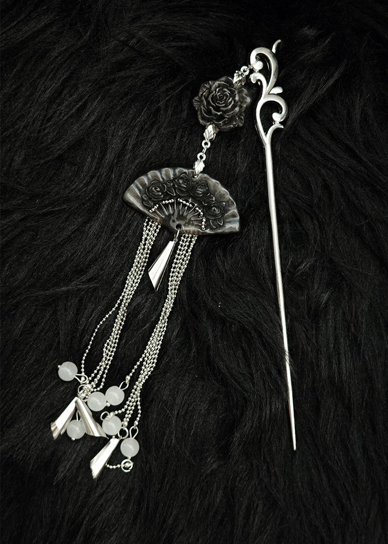 black binyeo | 오리엔탈 부채 비녀