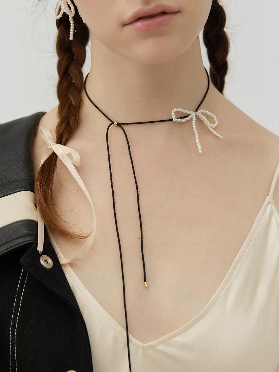 sally ribbon pearl necklace