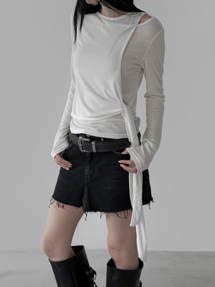 언발 매듭 레이어드 티 (2color)