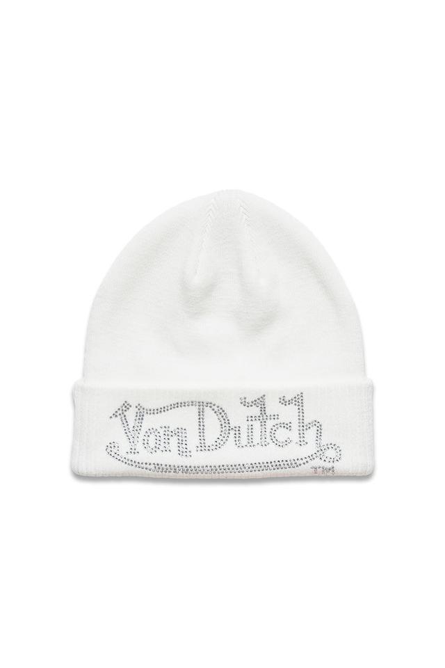 WHITE SILVER STONE BEANIE