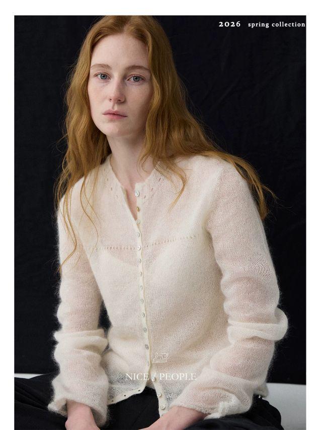 [Nice Studio] Silk Mohair Blend Knit Cardigan & Camisole