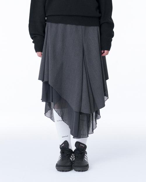 Unbalanced layered skirt CHARCOAL