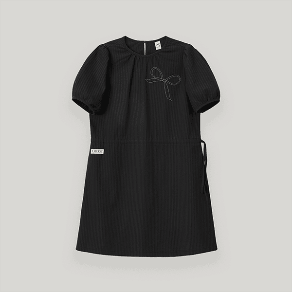 Black Ribbon Puff Dress