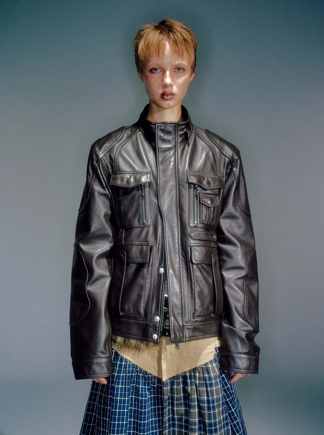 (EXCLUSIVE) WOMEN ROMERO VINTAGE LEATHER JACKET DARK BROWN