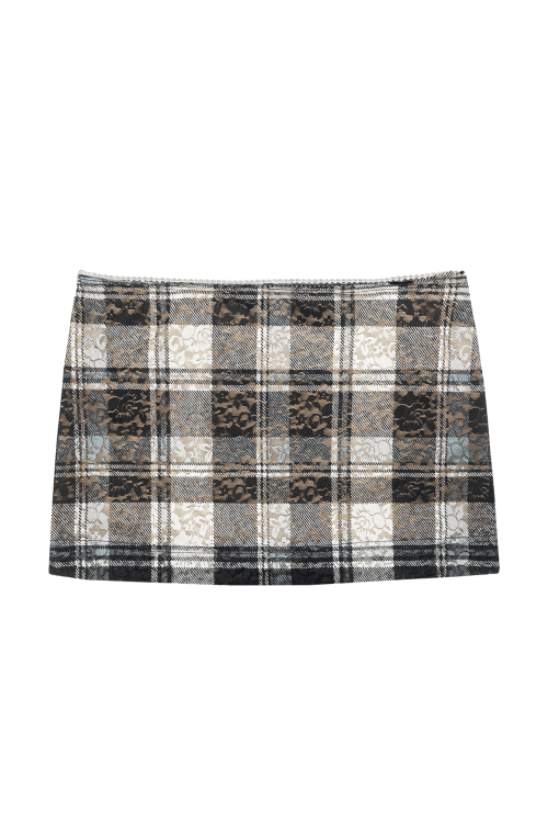 LACE MESH MINI SKIRT (CHECK)