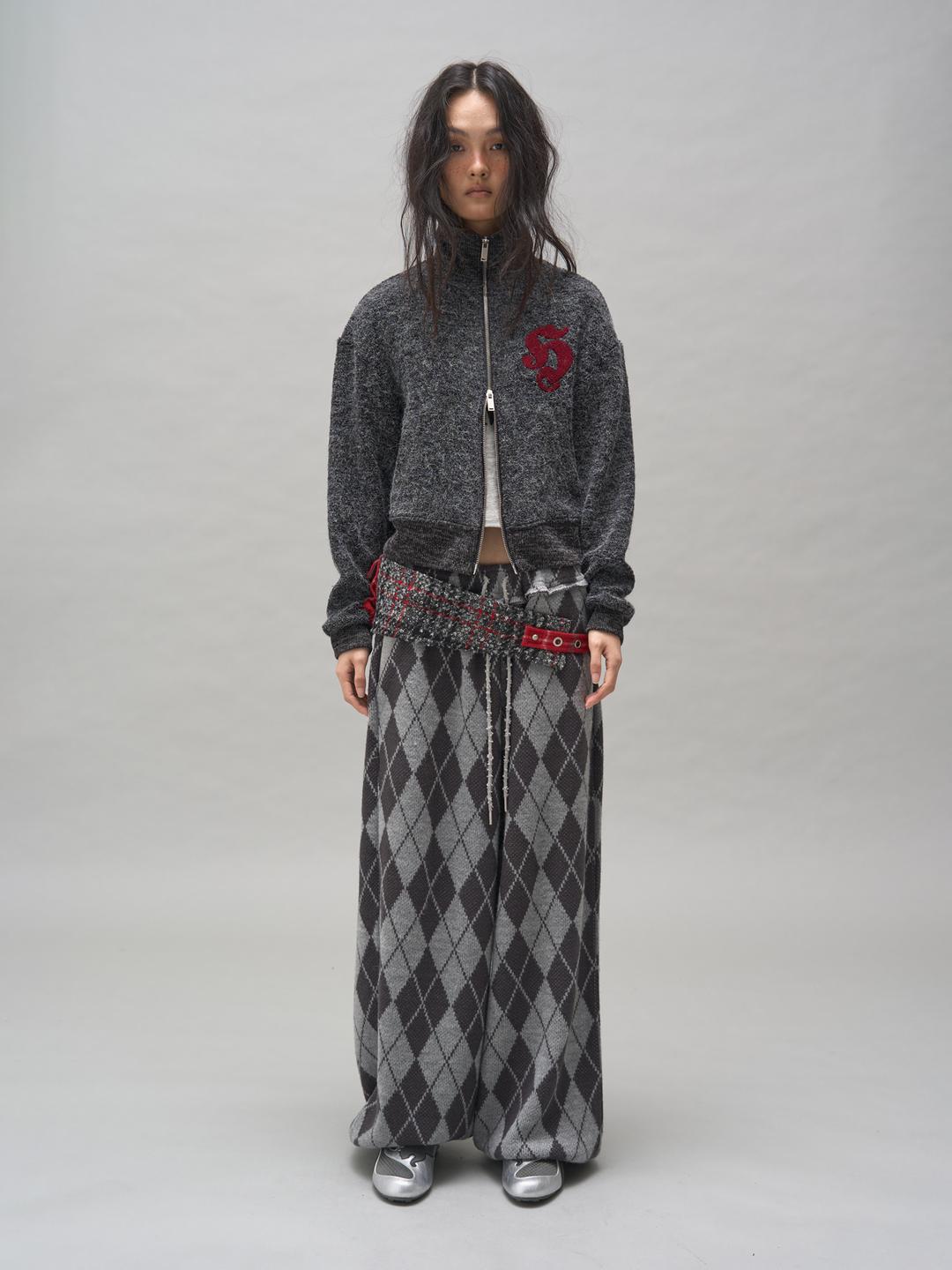 [예약 발송 12/3] ARGYLE CONTRAST KNITTED PANTS_M.GREY