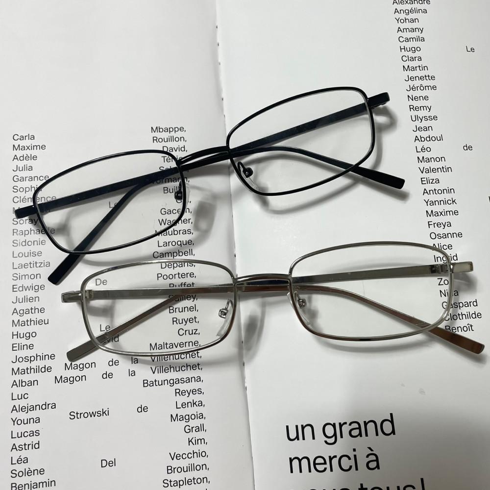 (실버3월초 재입고) 빈티지 히로 네모 안경테 (silver, black) 긱시크안경 긱시크룩 너드룩 너드안경 네모안경 미노이안경