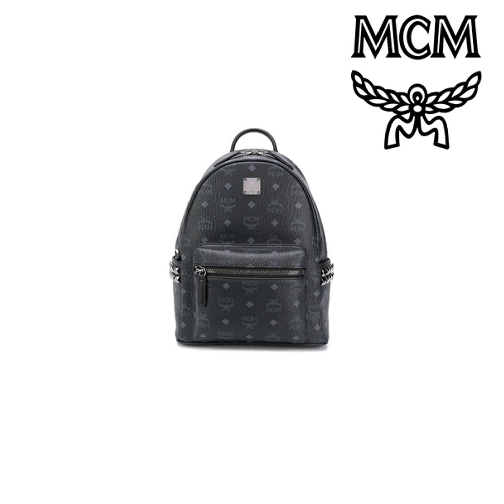 MCM 스타크 백팩 with 스터드 - 블랙