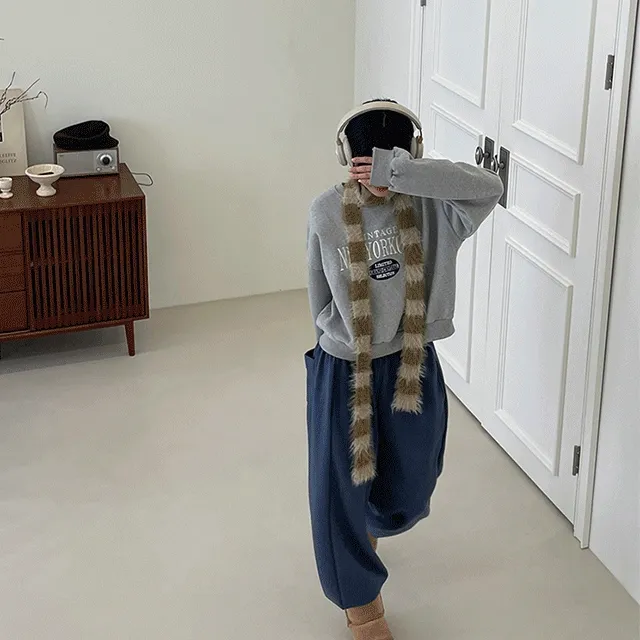 트랙 포인트 단가라 깃털 롱 니트 머플러 목도리(4color)