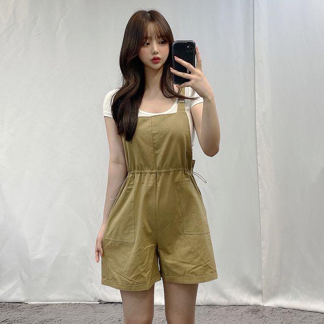 스트링 멜빵 반바지