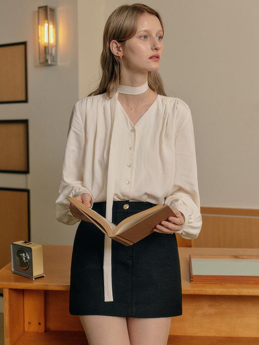 샤니 브이넥 타이 블라우스 / CHANEY V NECK TIE BLOUSE_3colors