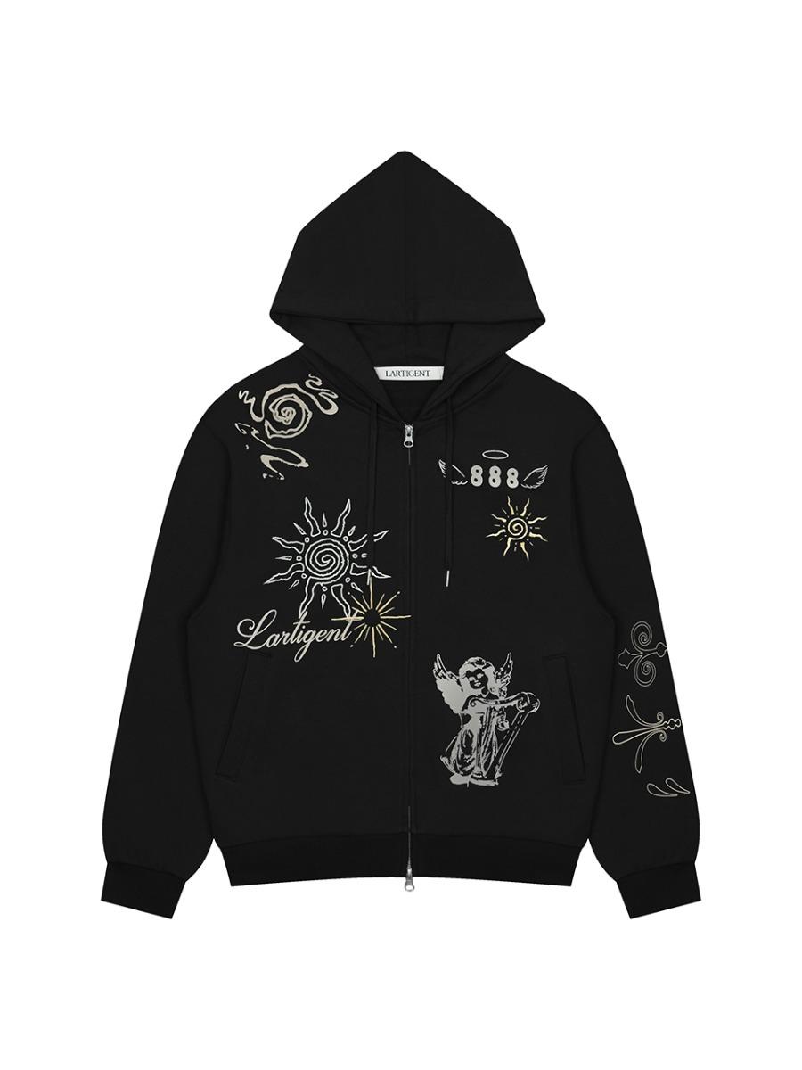 [10/24 예약배송] L20 ANGEL HOOD ZIP-UP(BLACK)