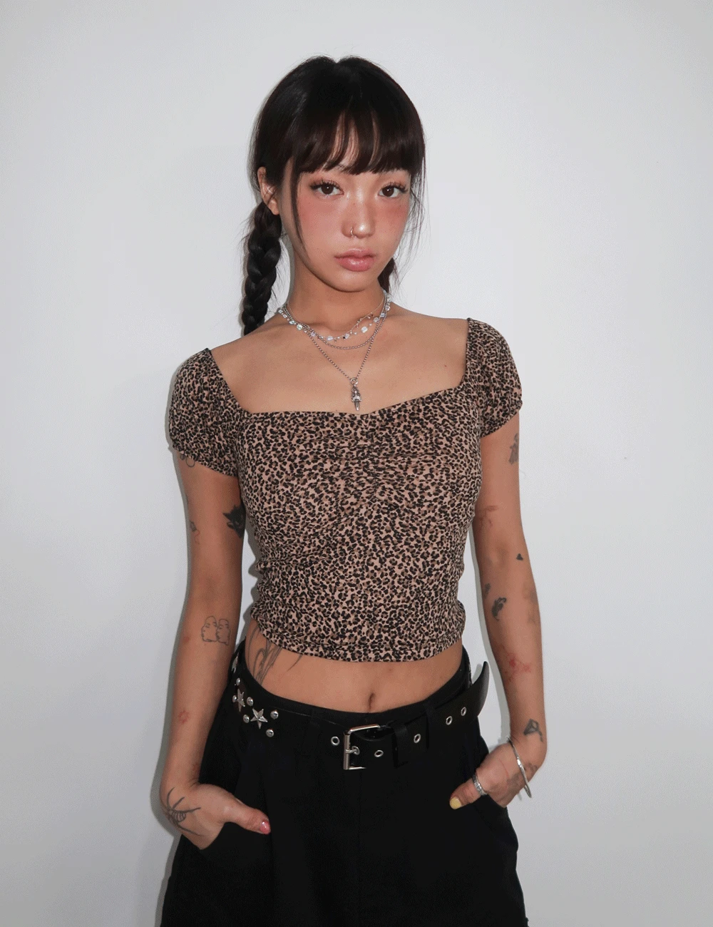 (당일발송) LACE LEOPARD T / 레이스 레오파드 티