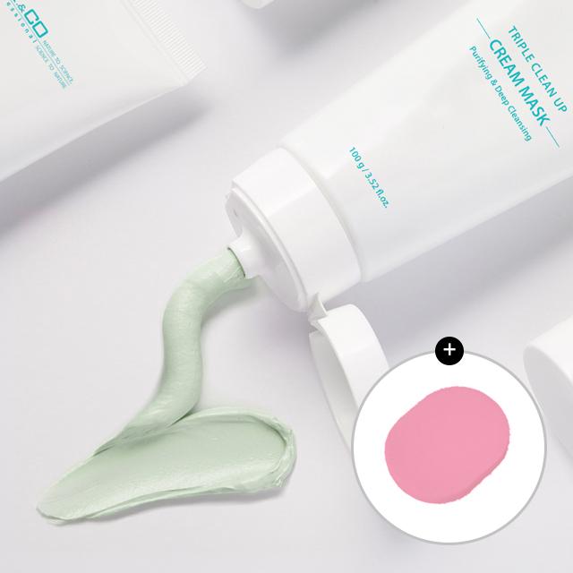 닥터앤코 [피부과 입점] 트리플 클린 업 크림 마스크 모공팩 워시오프 젤라또팩 유황온천팩 +(해면증정)