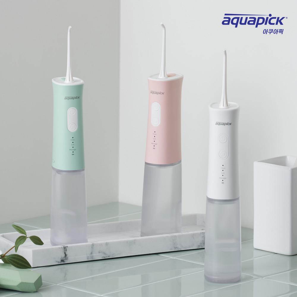 아쿠아픽 휴대용 구강세정기 AQ-205 치아 치간 물치실 물칫솔 구강세척기(화이트/민트/핑크)