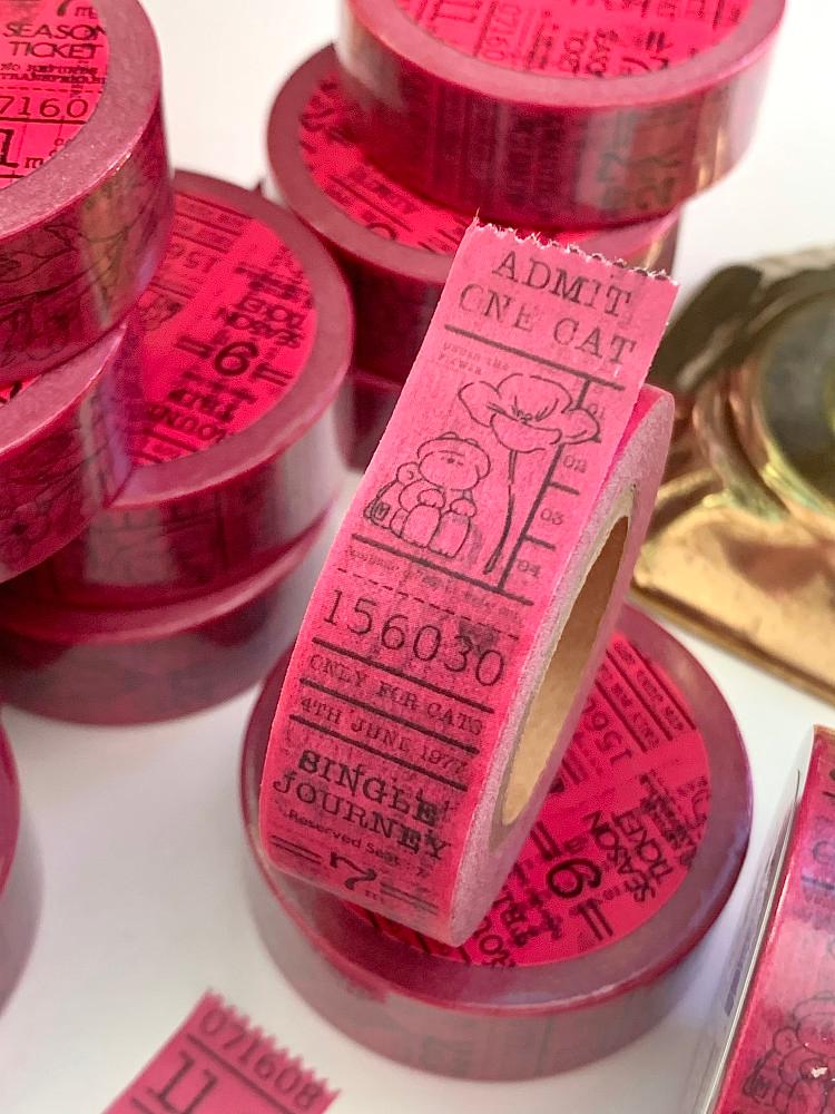 [mewmewbeam] vintage ticket masking tape - pink
