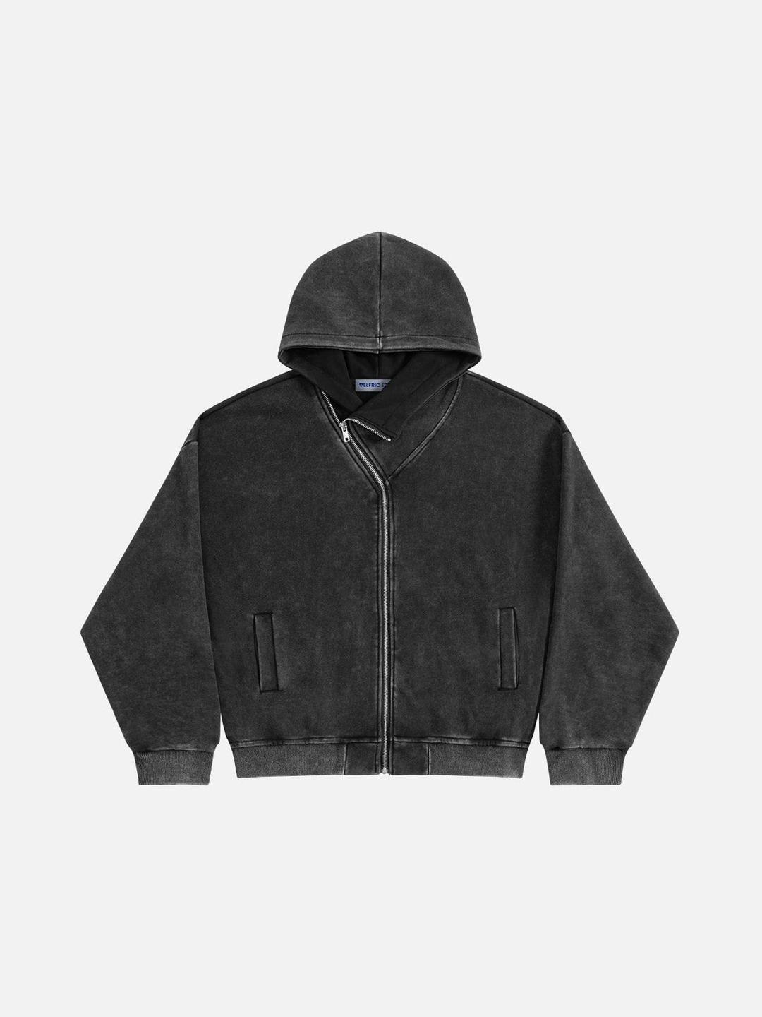 Aelfric Eden Boxy Zip Up Hoodie - Black / S