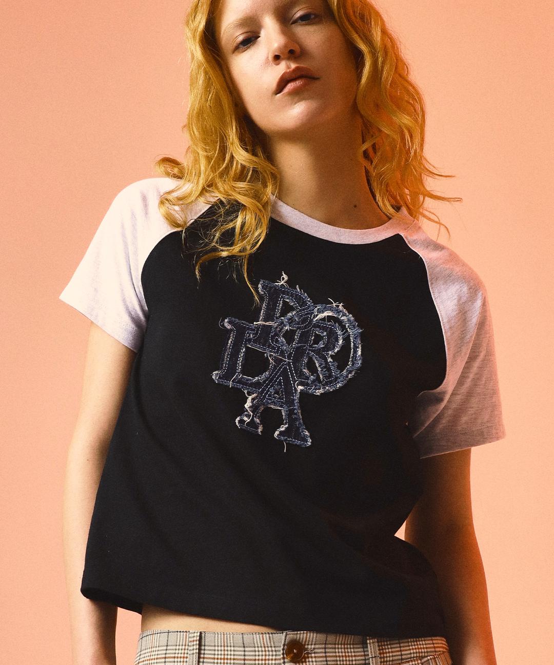 COMBINATION DENIM PATCH TEE BLACK