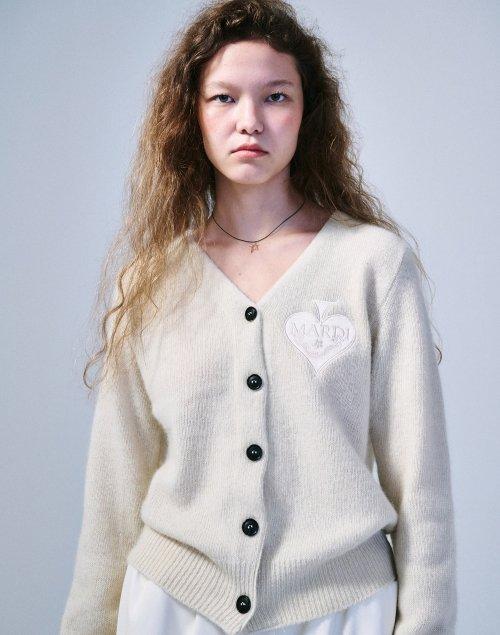 RACCOON BLENDED CARDIGAN V NECK SPADE_CREAM