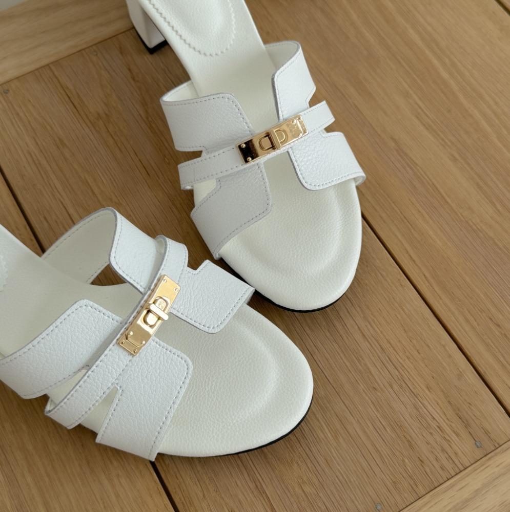 [Summer Sale][국내고퀄]소가죽 감성버클 쿠셔닝 뮬 샌들 5cm