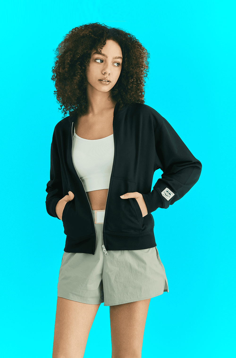 Vintage Label Zip-Up Hoodie Navy