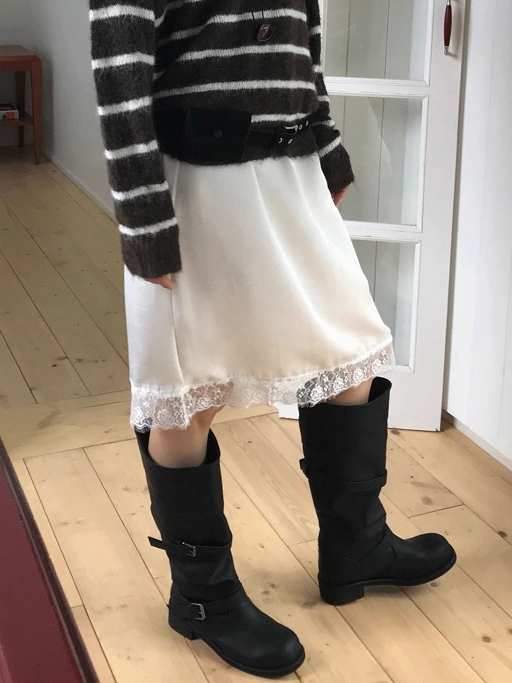 LACE BENDING SKIRT (2COLORS)