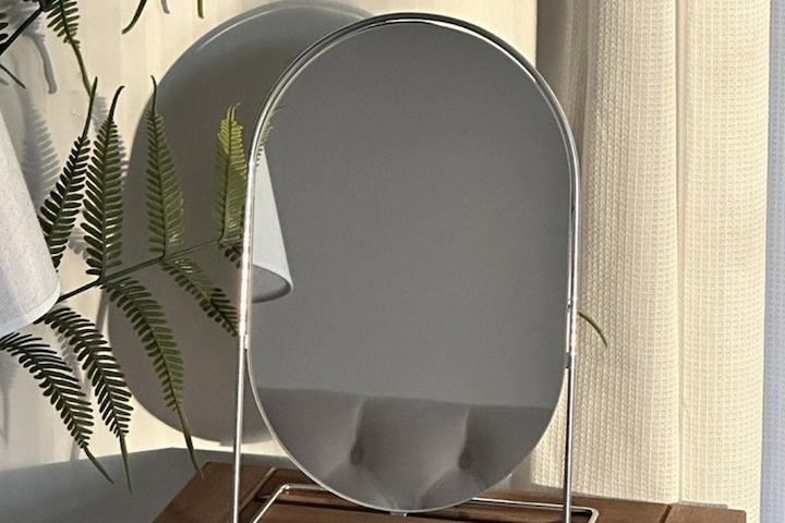 라운딩 크롬 탁상 프레임 거울 화장대 화장 책상