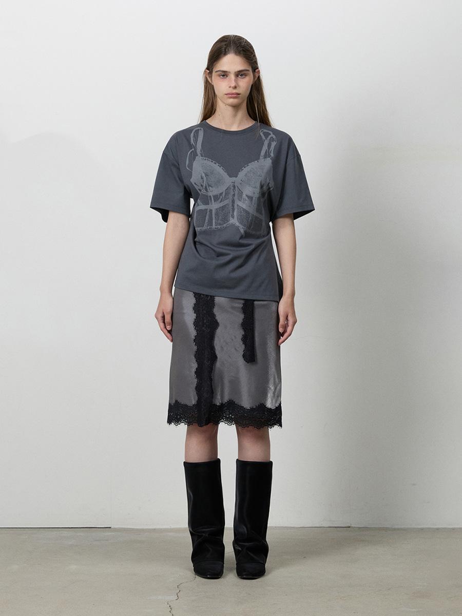 [10월 14일 순차 발송] LACE MIDI SKIRT CHARCOAL