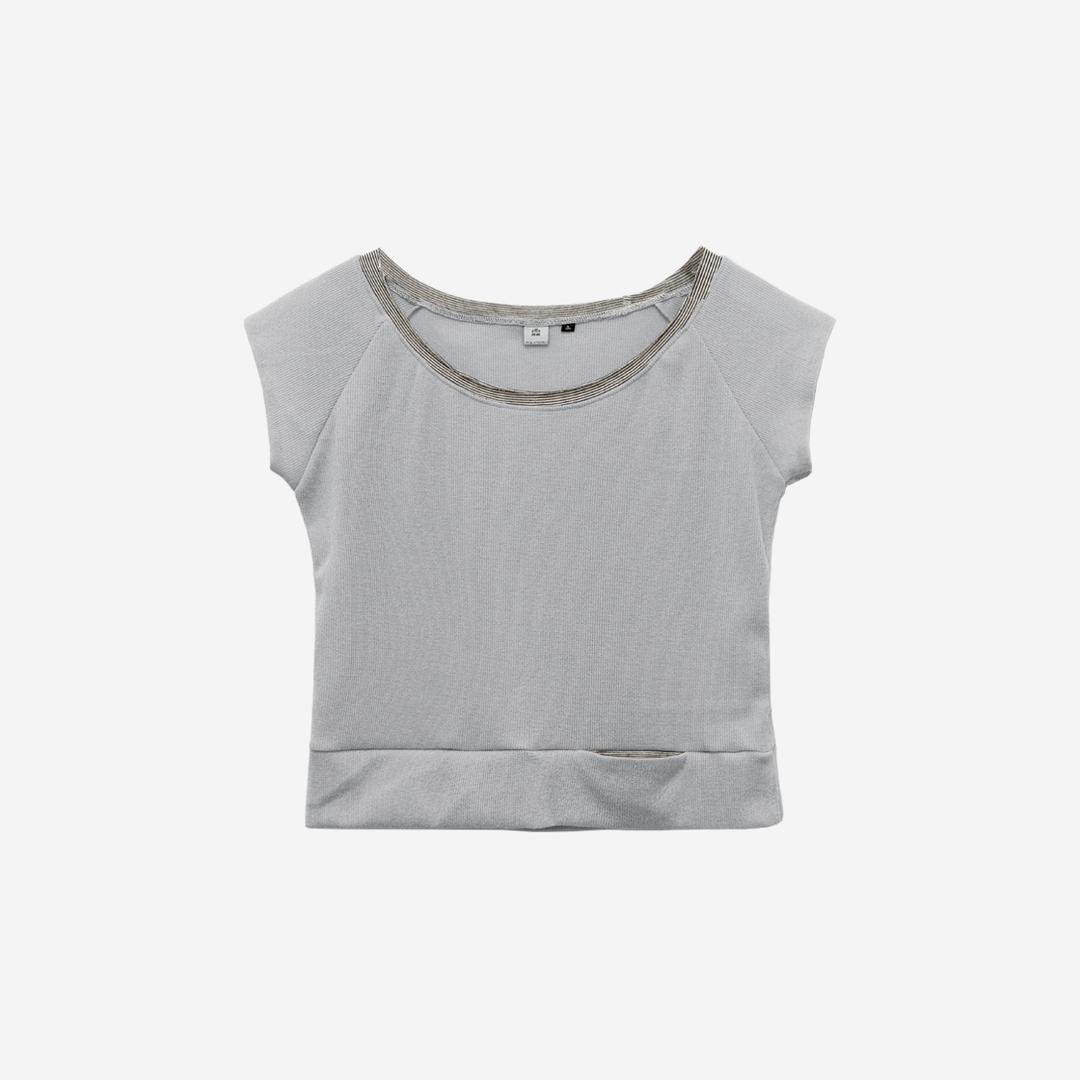 (04.18 PM5:00) women peek pocket tee - light gray