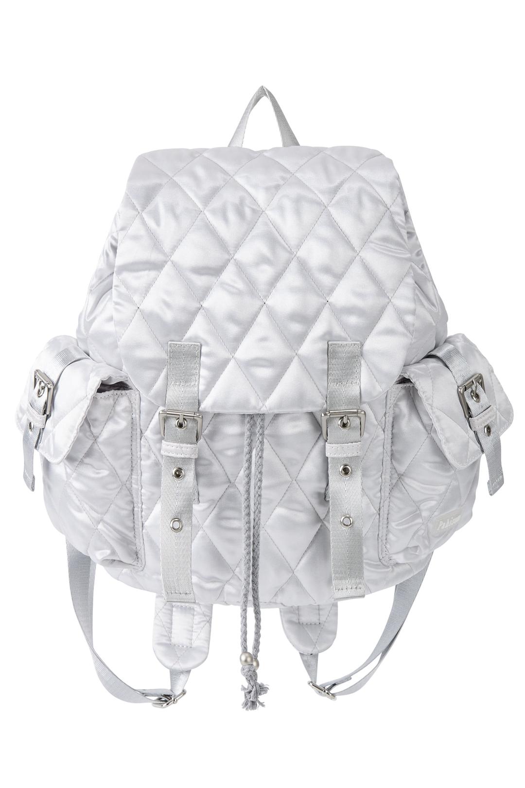 Glossy Quilted Backpack_Silver