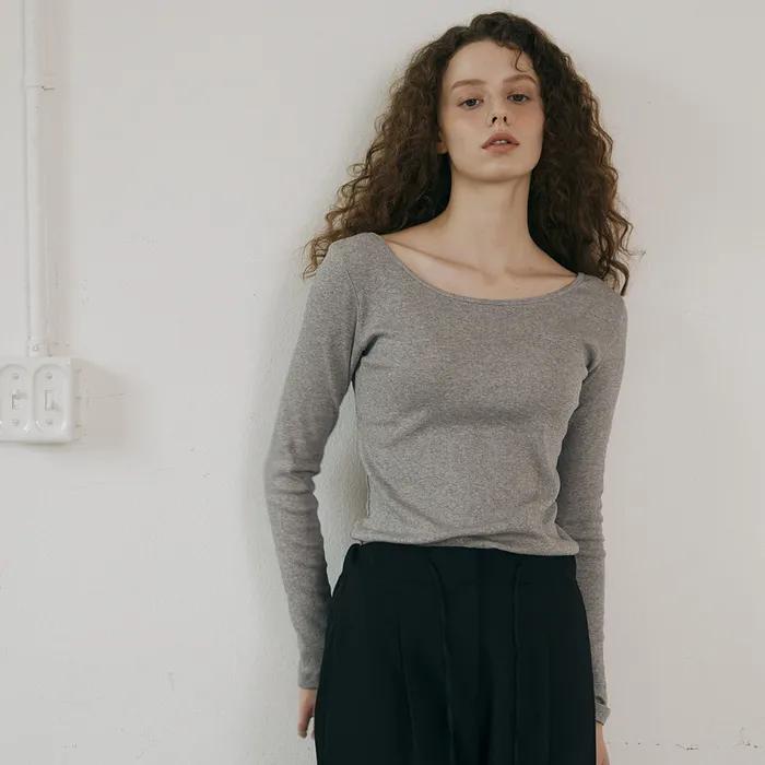 [12차]Boat neck t-shirt (Gray)