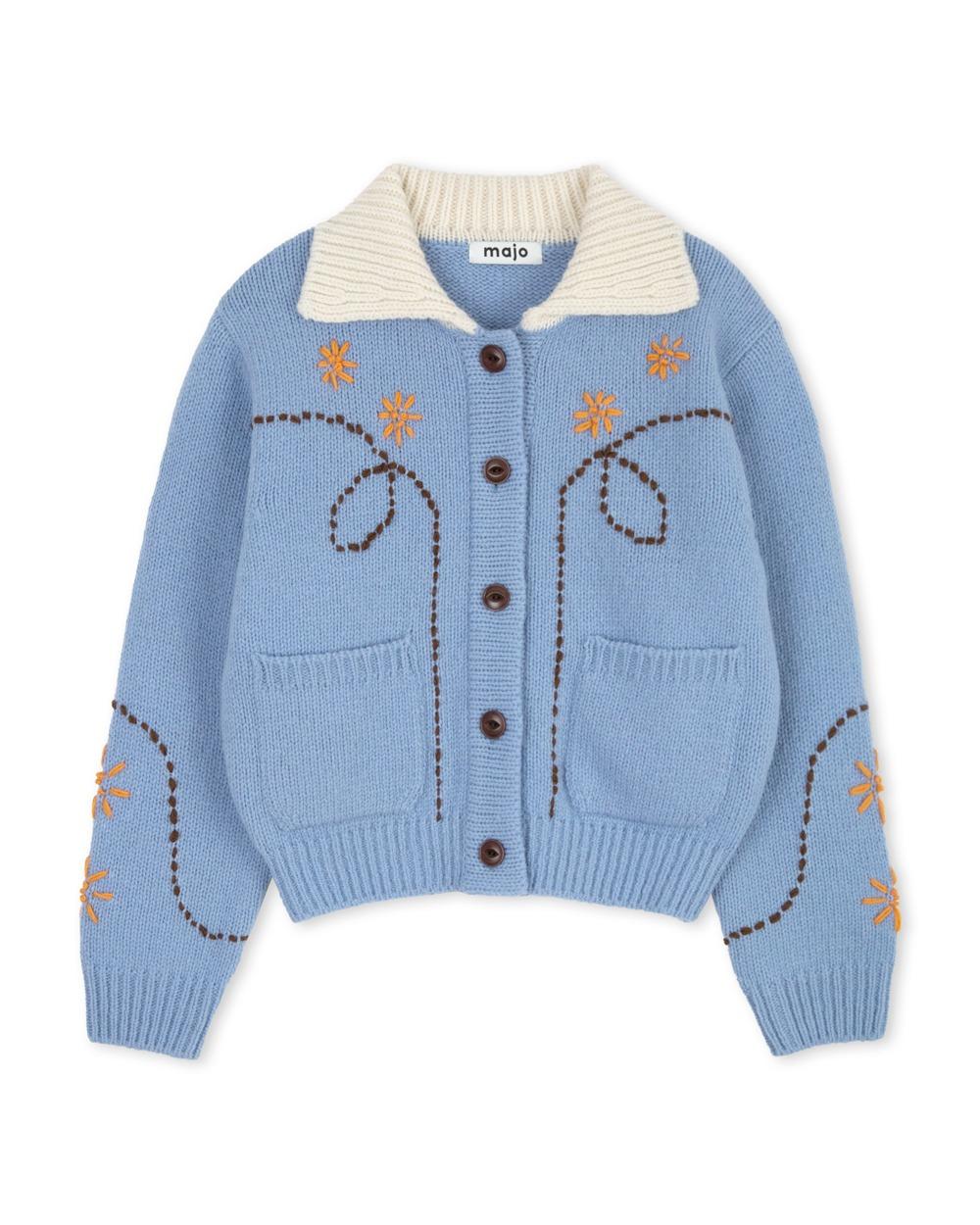 Wendy Hand Embroidery Cardigan [Vanilla Blue]