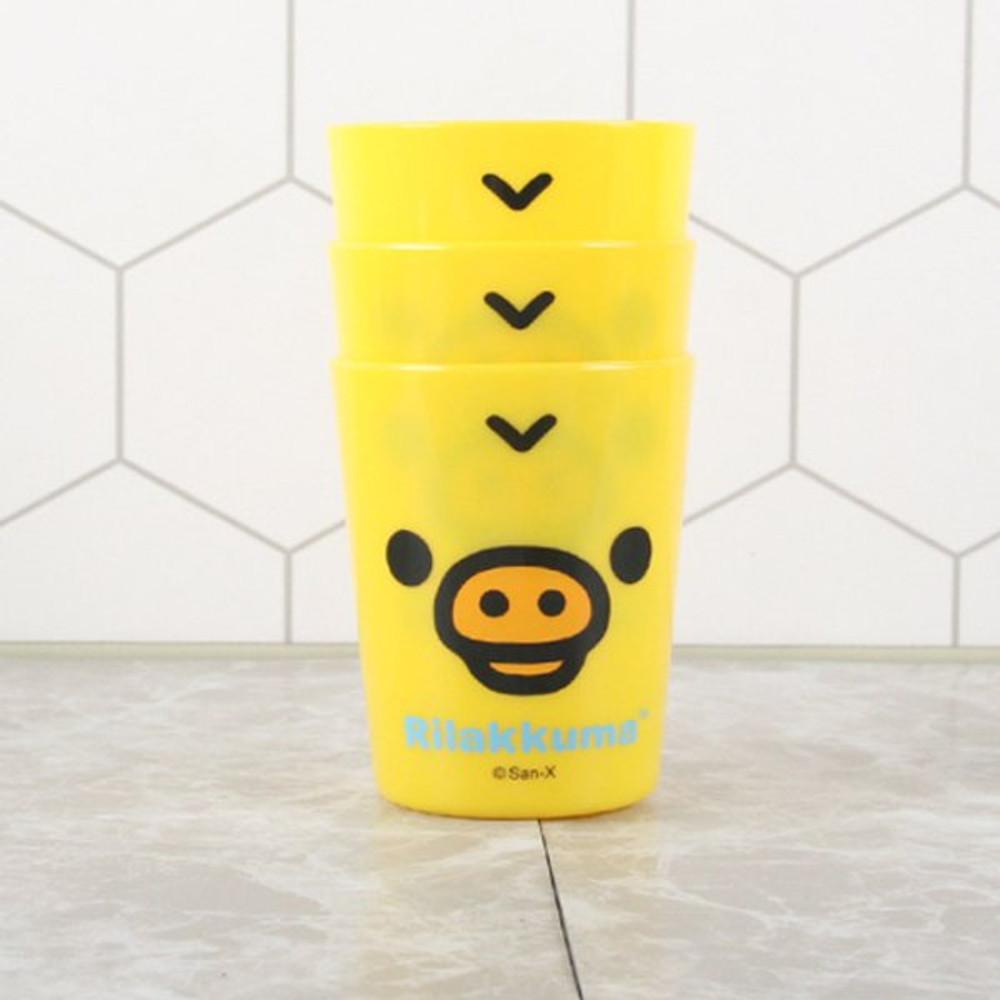 오키티 리락쿠마 3P컵(얼굴)Y 4124-캐릭터 어린이 물컵 양치컵 피크닉