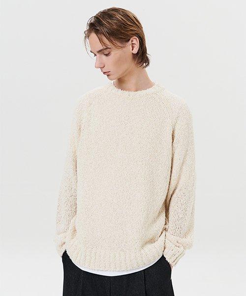 테일 라운드 오버 핏 니트 (크림)