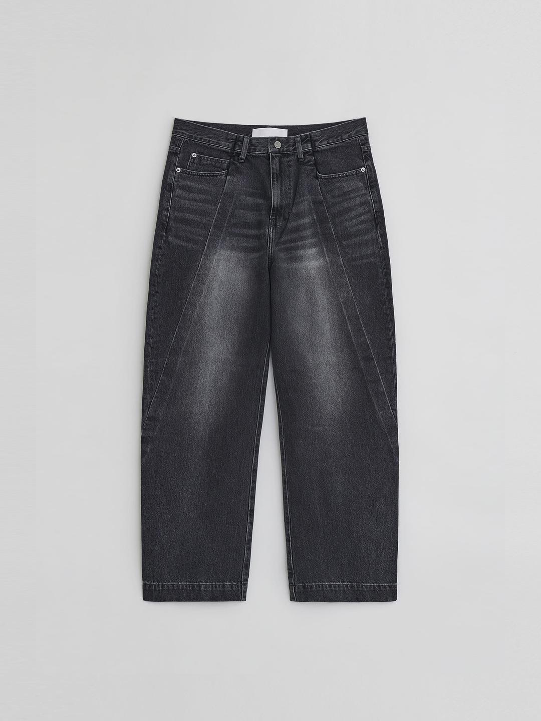 MENS DIAGONAL CUT DENIM PANTS     BLACK