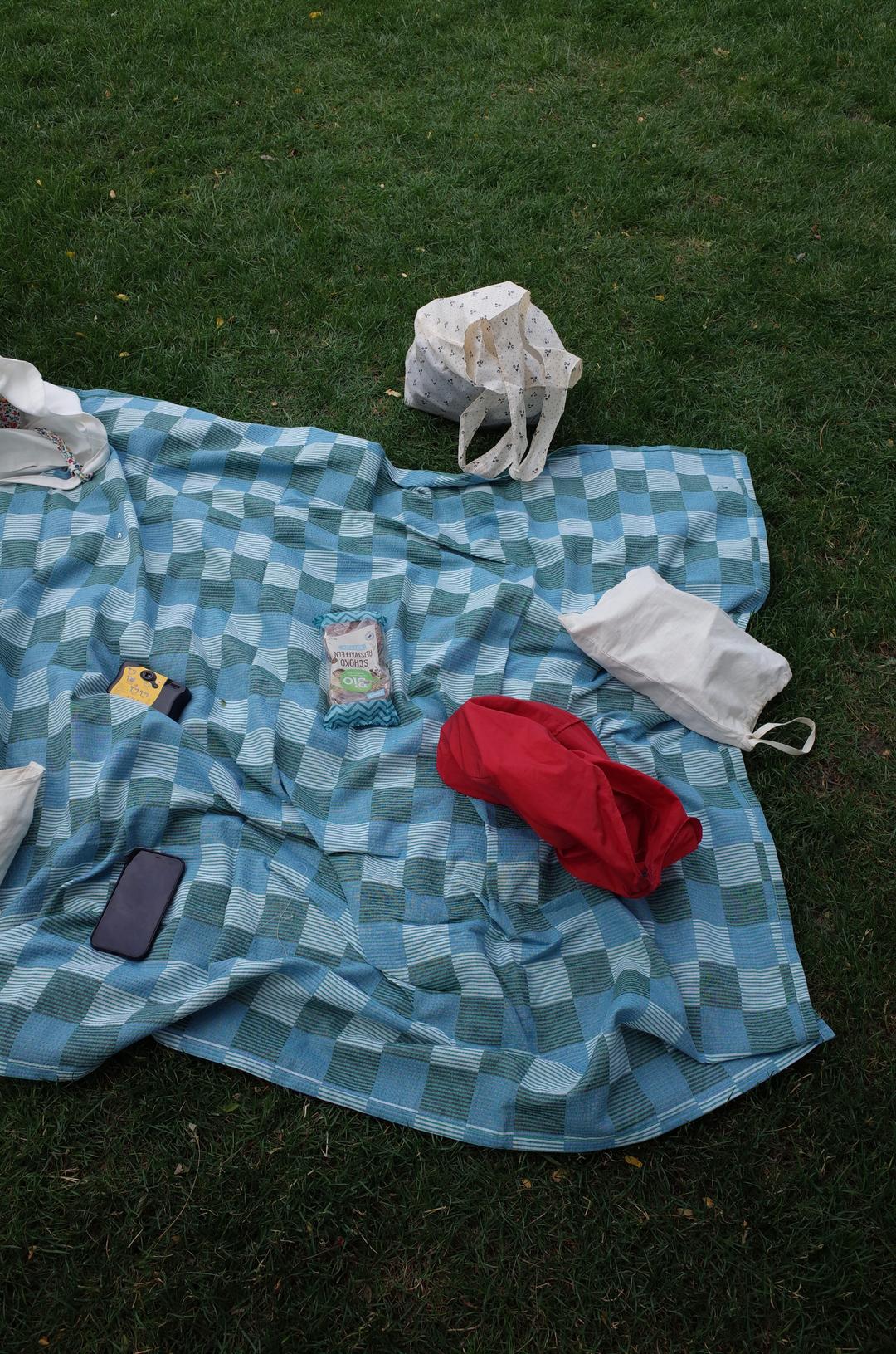 Color cotton blanket_blue