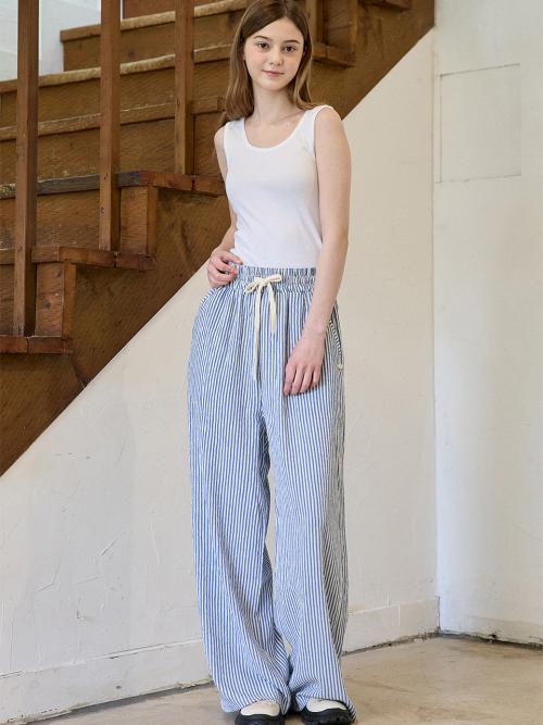 STRIPE BANDING PANTS_BLUE