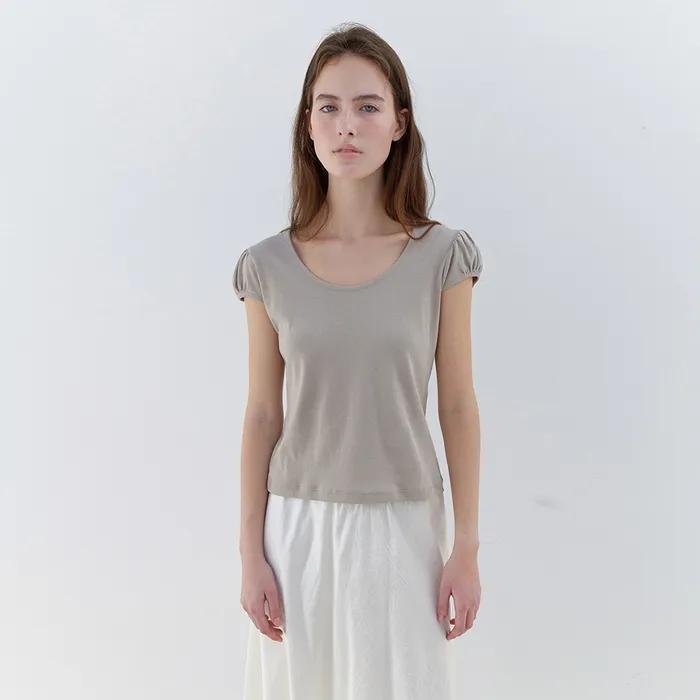 Jean Cap-sleeve Top in Taupe